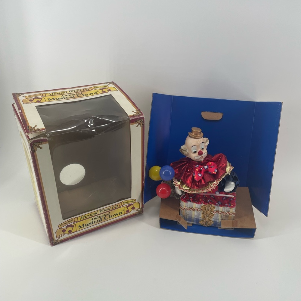 Vintage Clown Musical Wind Up- Animated Musical Clown